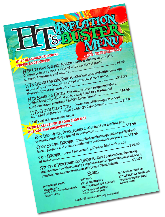 hidden treasure restaurants inflation buster menu