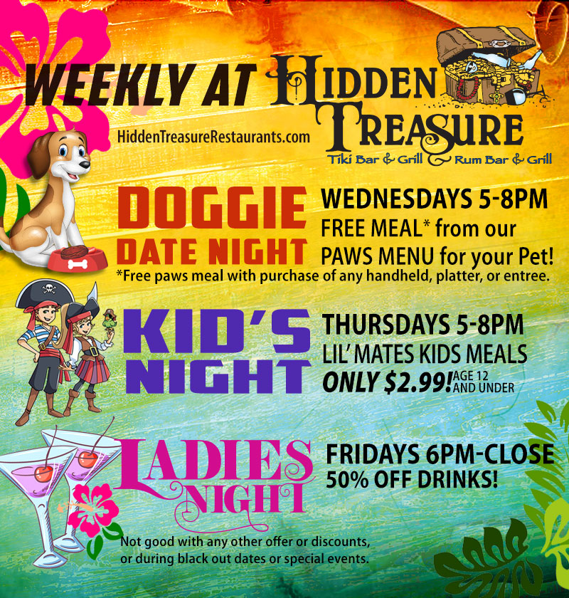 doggie date night kids meals only 2.99 ladies night weekly specials port orange ponce inlet florida restaurants